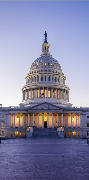 United States Capitol Building at sunset