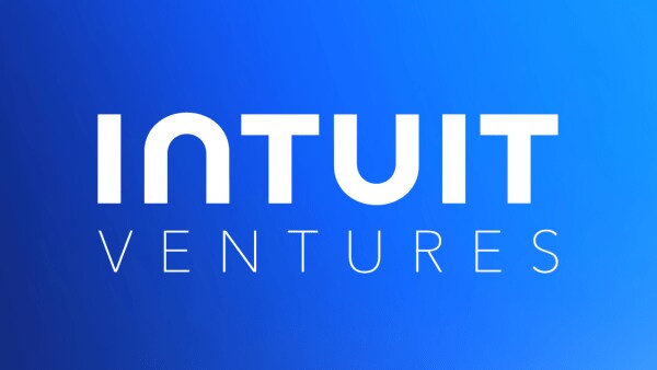 Intuit Ventures text in white over a blue gradient background.
