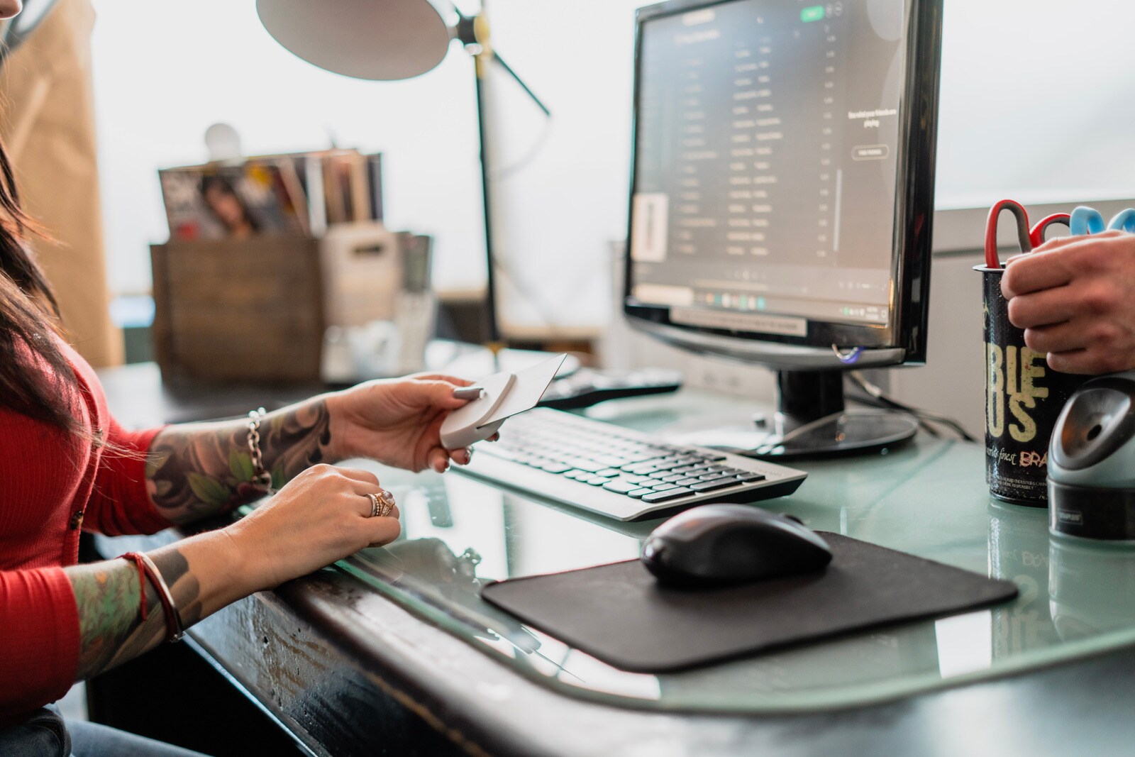 Female hands typing on computer