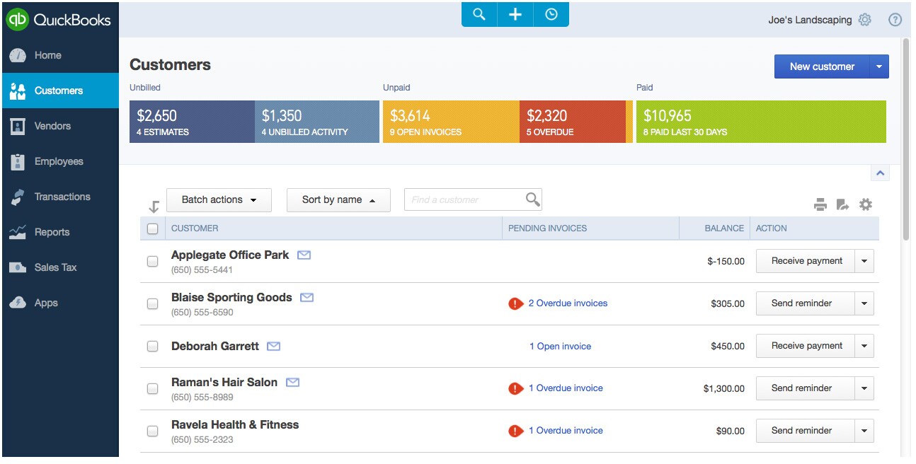 quickbooks screenshot