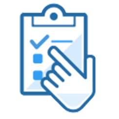 Handing pointing at clipboard icon