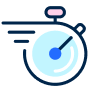 A clock with a blue and white face on it.
