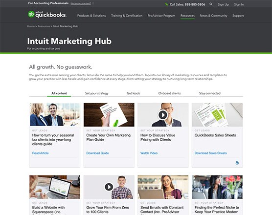 Intuit marketing hub screenshot
