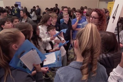 Students gathered in a circle