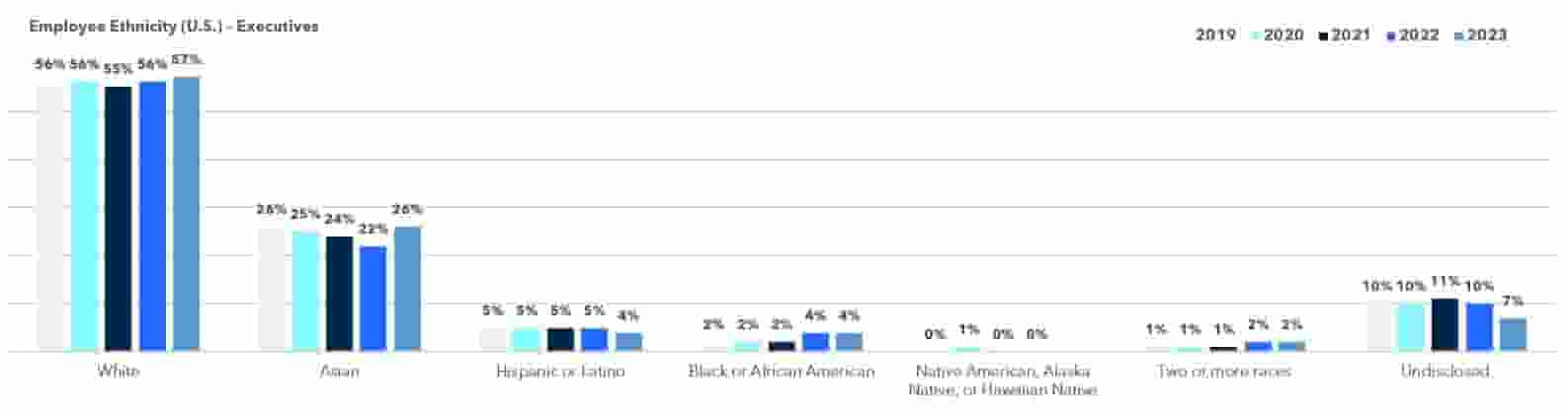 Overall Ethnicity Data in Executive Roles for 2023