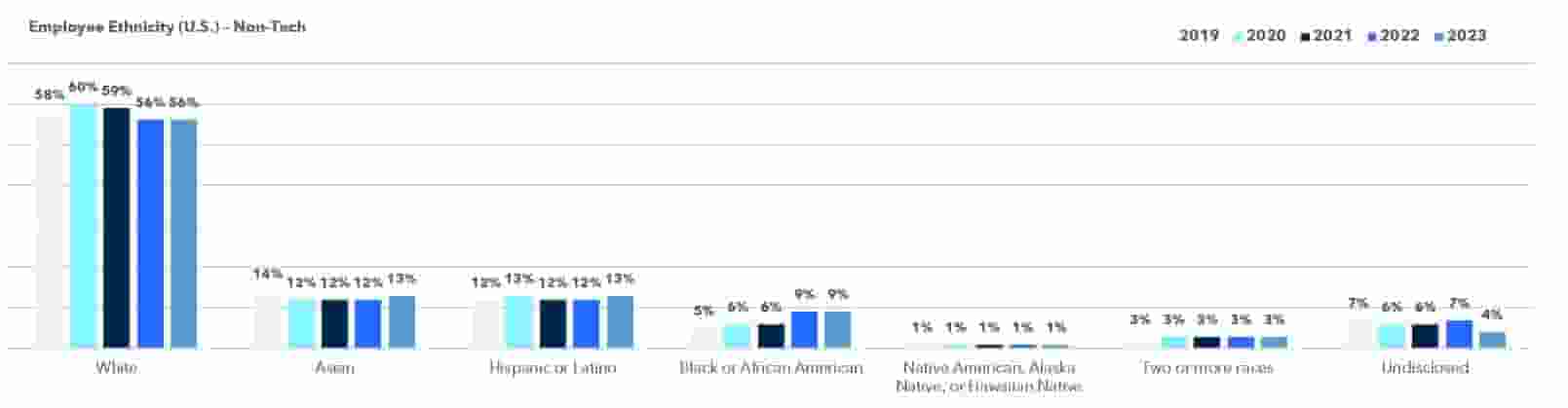 Overall Ethnicity Data in Non-Tech Roles for 2023