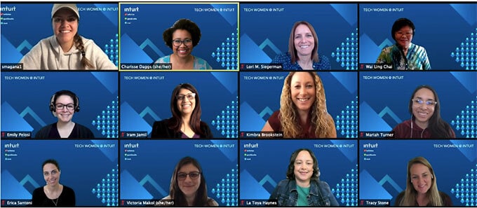 Female employees celebrating women in technology