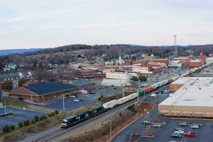 Aerial shot of Johnstown in the daytime