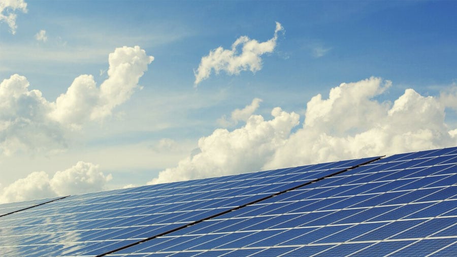 A close up of a solar panel on a roof.