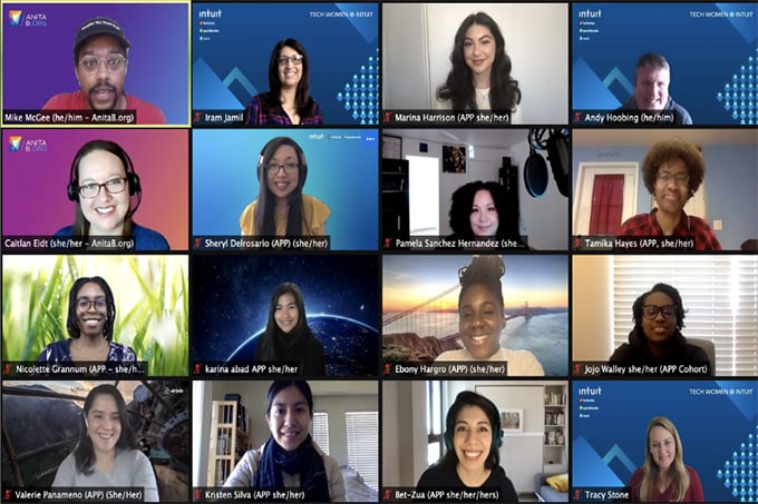 Intuit employees in a zoom call