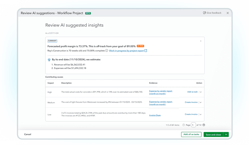 Intuit Enterprise Suite financial planning analysis product screen