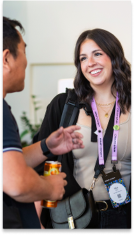 Two people conversing at Intuit Connect