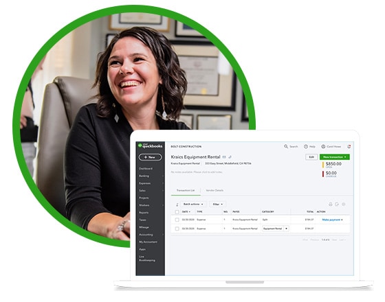 A laptop showcasing QuickBooks