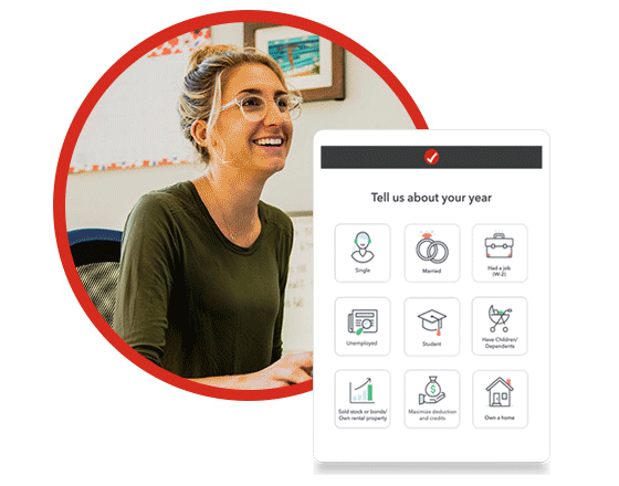 A tablet showcasing an animated gif of the TurboTax product