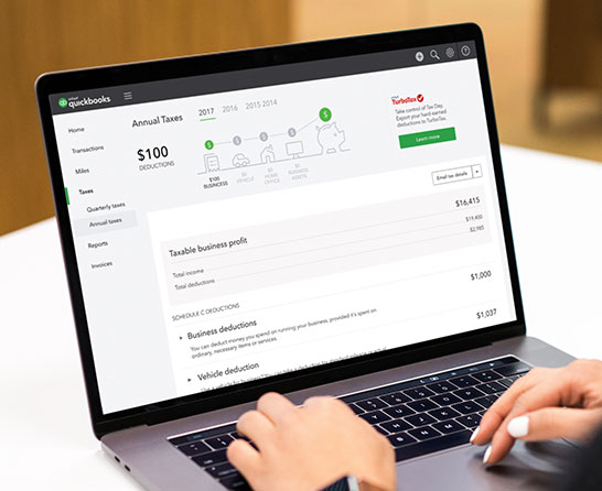 QuickBooks on a laptop
