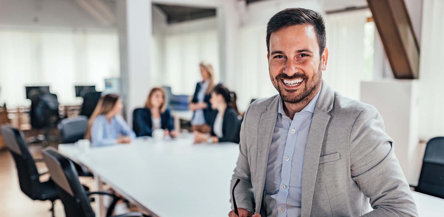 Business leader smiling