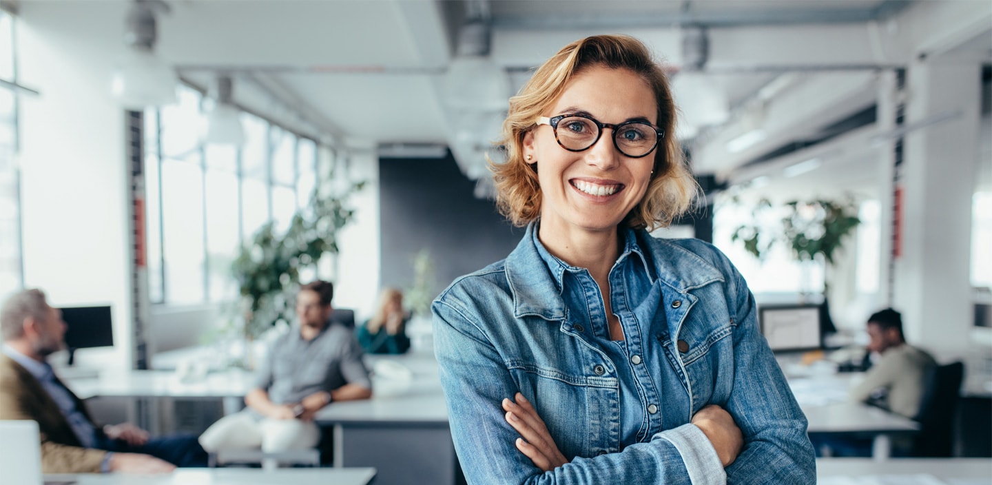 Female standing in office