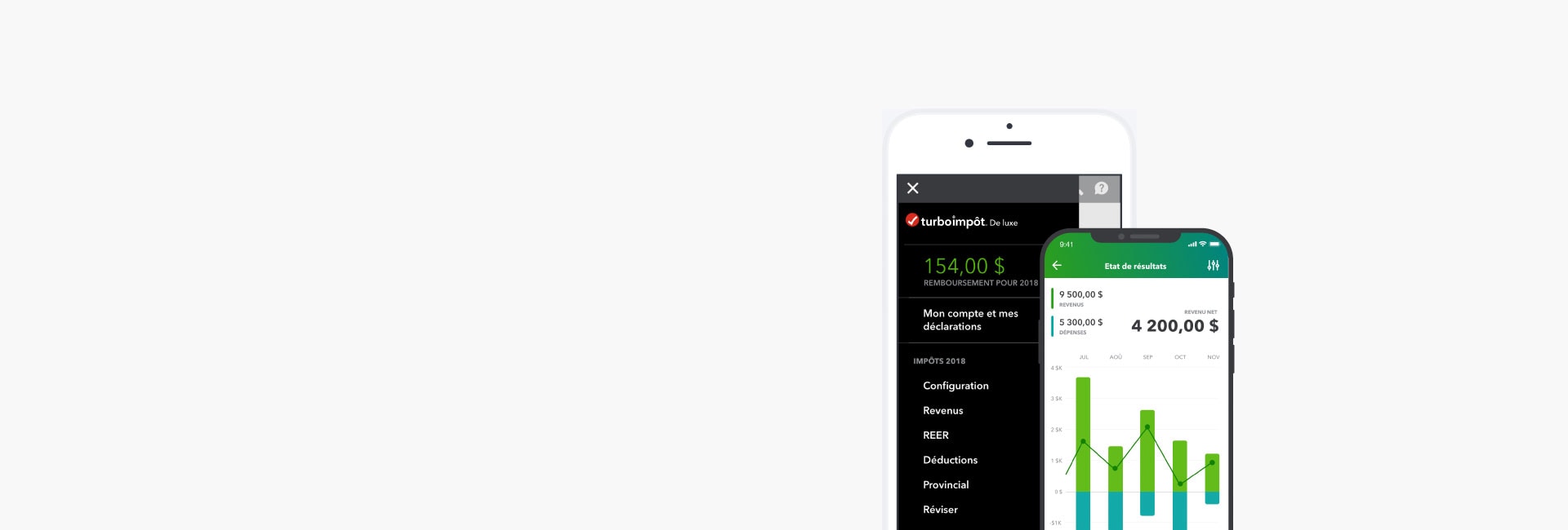 3 mobile devices showcasing QuickBooks, TurboTax, and Mint
