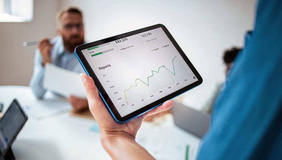 An image of a cash flow forecast trending upwards over time.