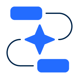 Abstract blue workflow icon with central star