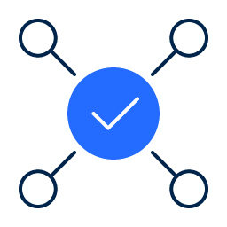 Networked approval checkmark icon illustration
